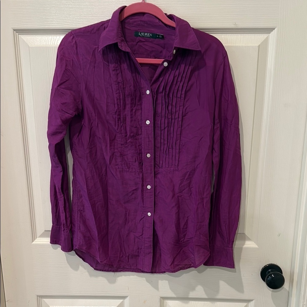 Lauren Ralph Lauren purple silk blend button down, size 2 - Picture 2 of 8